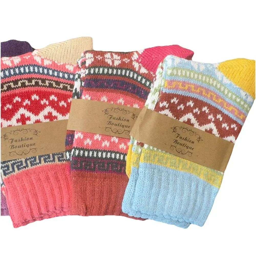 Wool Blend Crew Socks Women 5 Pack Warm Boot Hiking Cozy